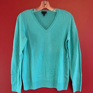 Talbots, pure cashmere, teal sweater